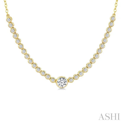 Luna Bezel Round Shape Halfway Diamond Necklace