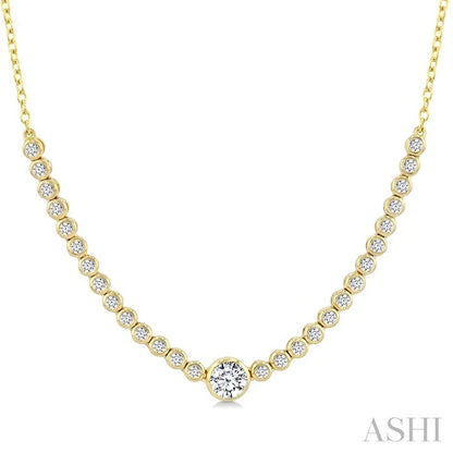 Luna Bezel Round Shape Halfway Diamond Necklace