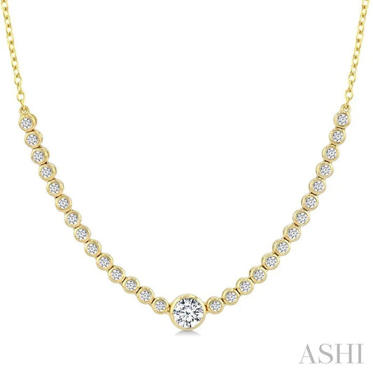Luna Bezel Round Shape Halfway Diamond Necklace