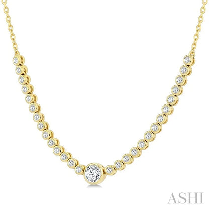 Luna Bezel Round Shape Halfway Diamond Necklace