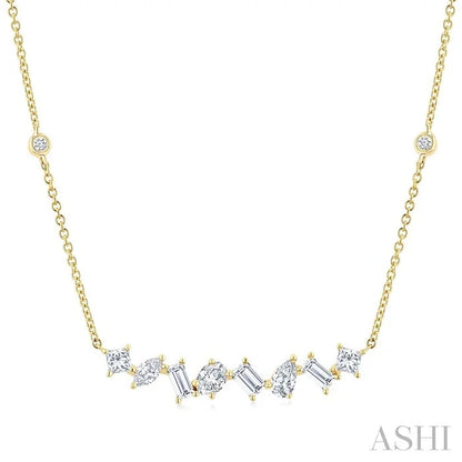 Mixed Shape Diamond Station Necklace