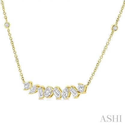 Mixed Shape Diamond Station Necklace