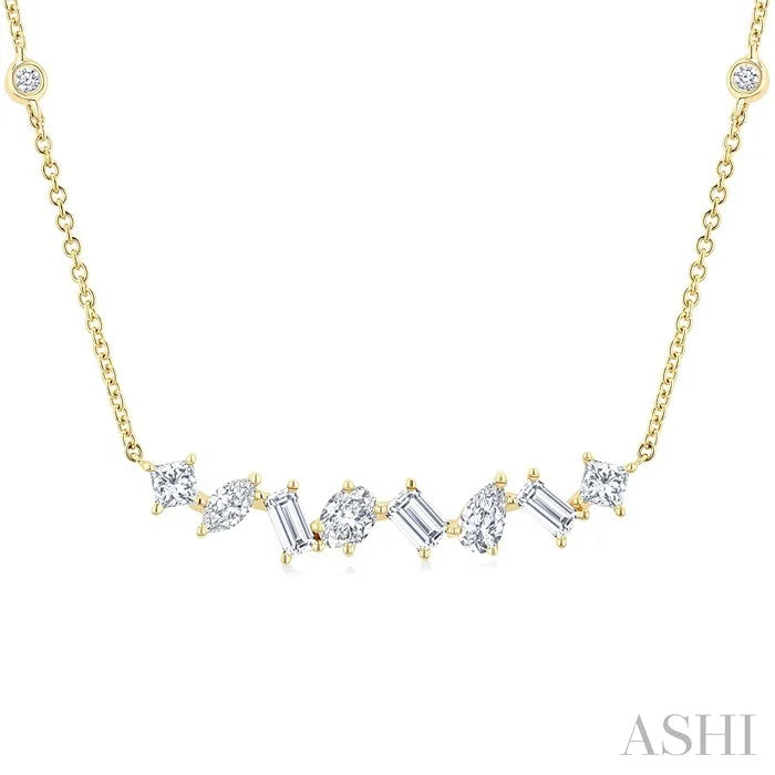 Mixed Shape Diamond Station Necklace