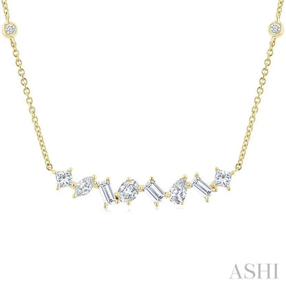 Mixed Shape Diamond Station Necklace