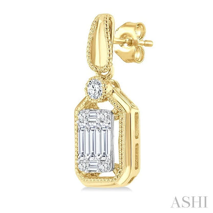 Emerald Shape Fusion Diamond Earrings