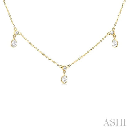 Oval Shape Diamond Dangle Station Necklace