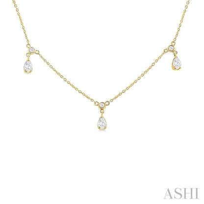 Pear Shape Diamond Dangle Station Necklace