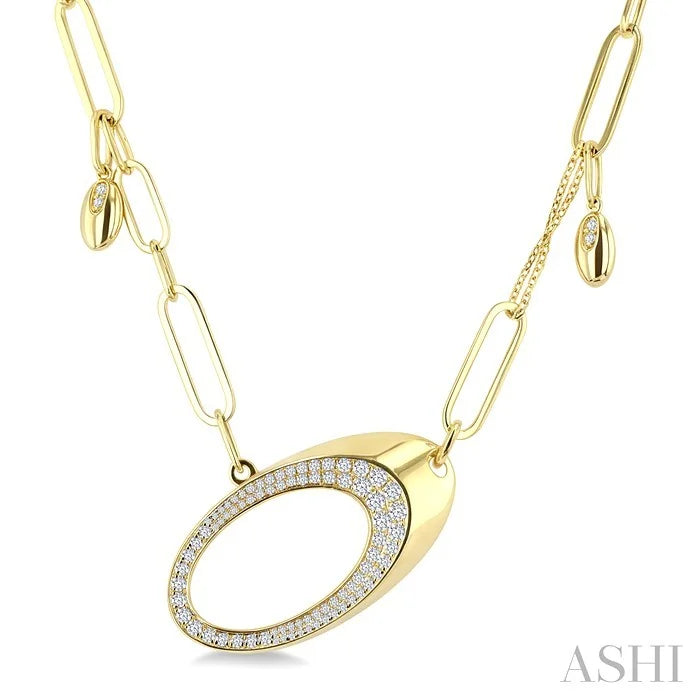 Paperclip Link Diamond Fashion Necklace