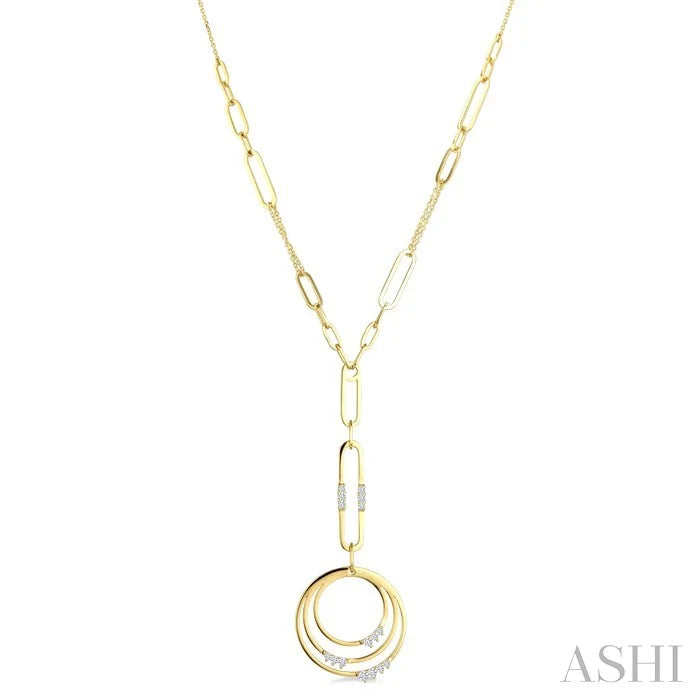 Circle Paperclip Link Diamond Fashion Necklace
