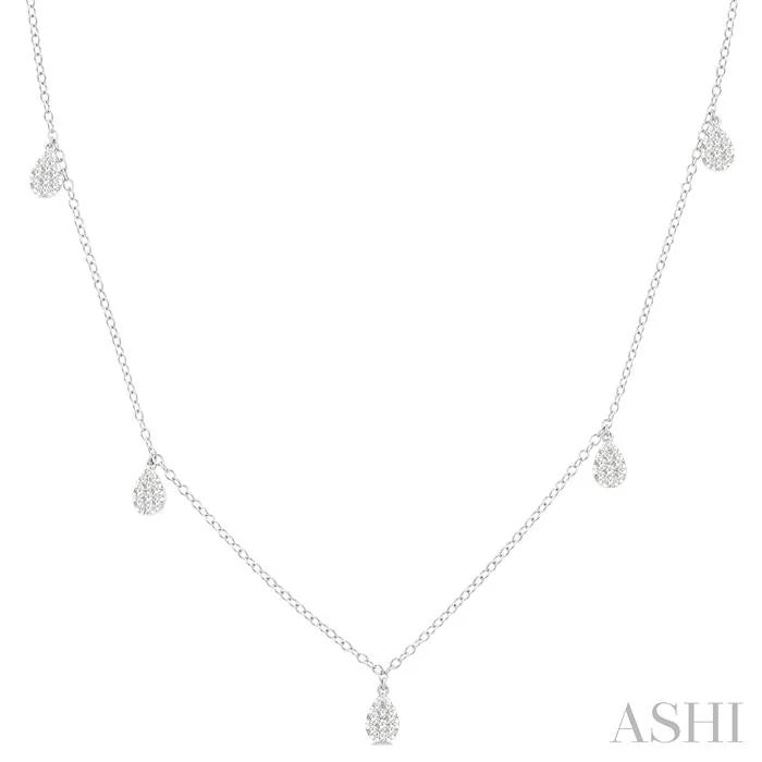Pear Shape Lovebright Diamond Station Necklace