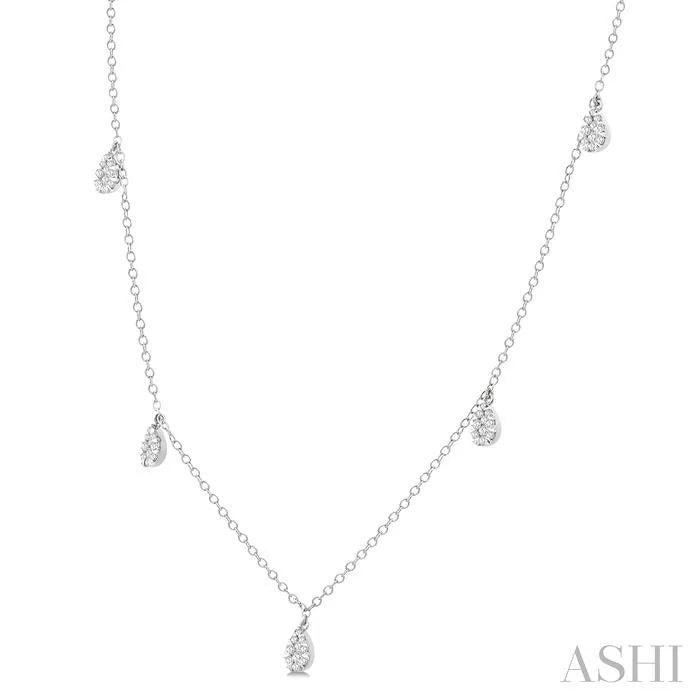 Pear Shape Lovebright Diamond Station Necklace