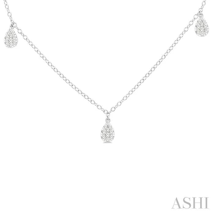 Pear Shape Lovebright Diamond Station Necklace