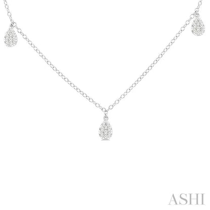 Pear Shape Lovebright Diamond Station Necklace