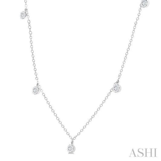 Round Shape Lovebright Diamond Station Necklace