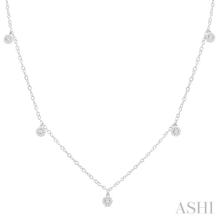 Round Shape Lovebright Diamond Station Necklace