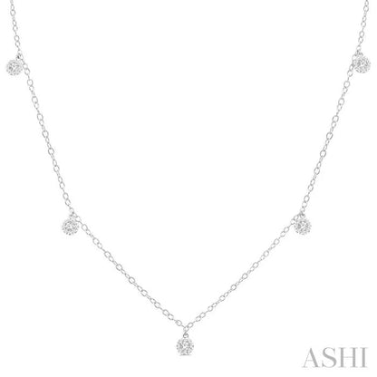Round Shape Lovebright Diamond Station Necklace