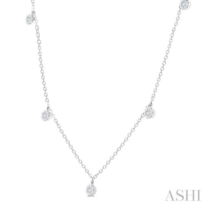 Round Shape Lovebright Diamond Station Necklace