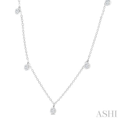 Round Shape Lovebright Diamond Station Necklace