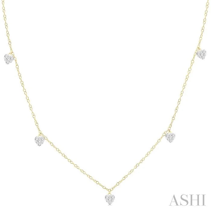 Heart Shape Lovebright Diamond Station Necklace