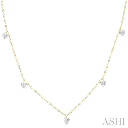 Heart Shape Lovebright Diamond Station Necklace