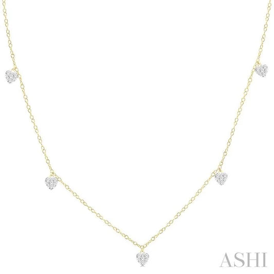 Heart Shape Lovebright Diamond Station Necklace