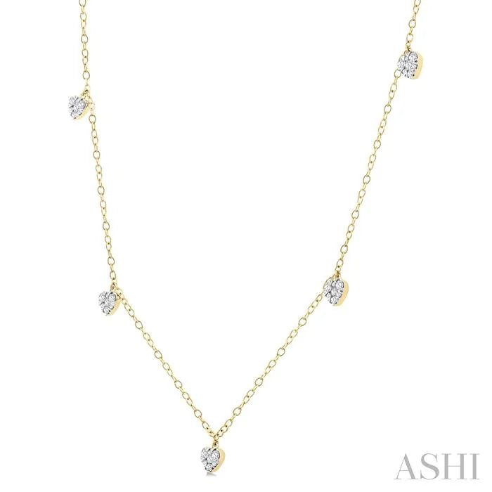 Heart Shape Lovebright Diamond Station Necklace
