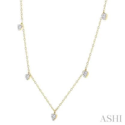 Heart Shape Lovebright Diamond Station Necklace