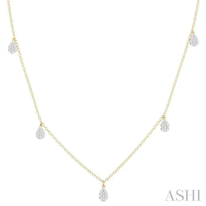 Pear Shape Lovebright Diamond Station Necklace