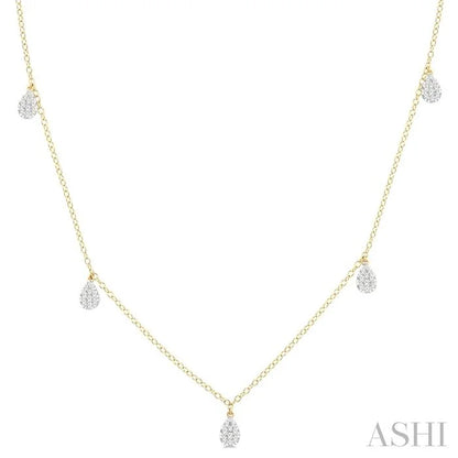 Pear Shape Lovebright Diamond Station Necklace