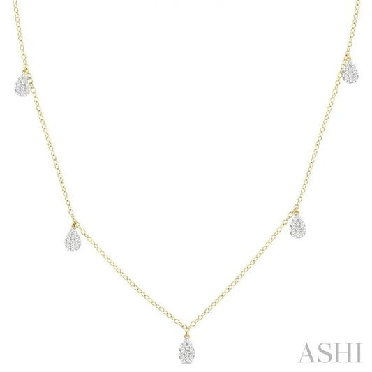 Pear Shape Lovebright Diamond Station Necklace