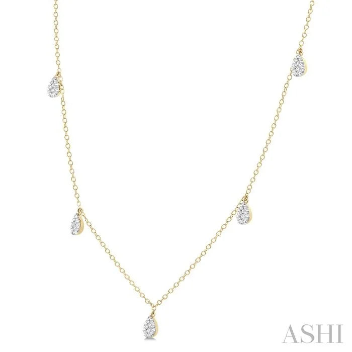 Pear Shape Lovebright Diamond Station Necklace