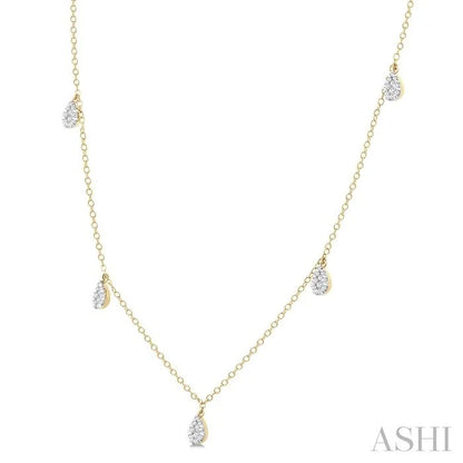 Pear Shape Lovebright Diamond Station Necklace