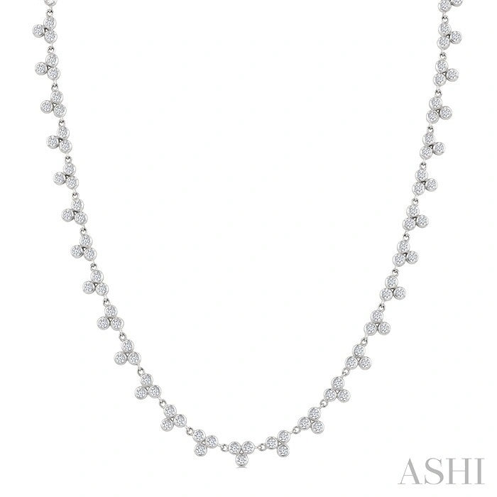 3 Stone Bezel Diamond Station Necklace