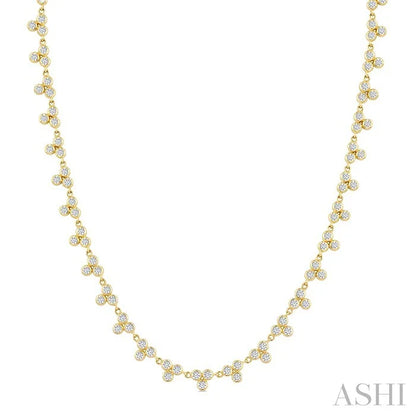 3 Stone Bezel Diamond Station Necklace