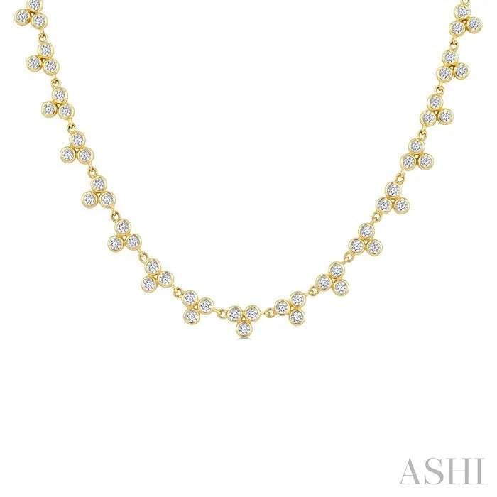 3 Stone Bezel Diamond Station Necklace