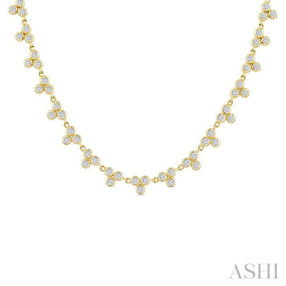 3 Stone Bezel Diamond Station Necklace