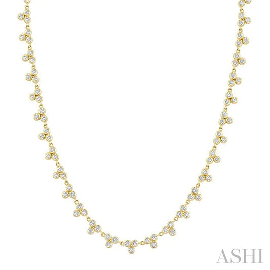 3 Stone Bezel Diamond Station Necklace
