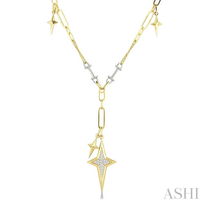 Star Shape Paperclip Link Diamond Fashion Necklace