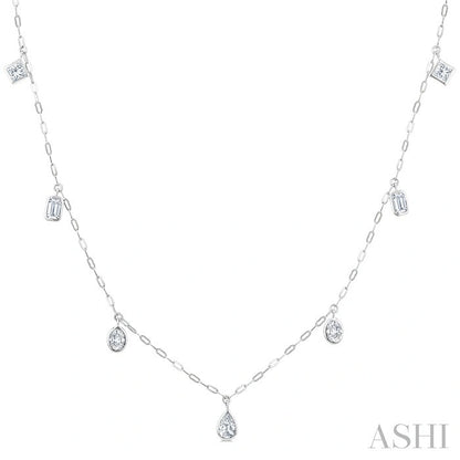 Mixed Shape Bezel Set Diamond Station Necklace