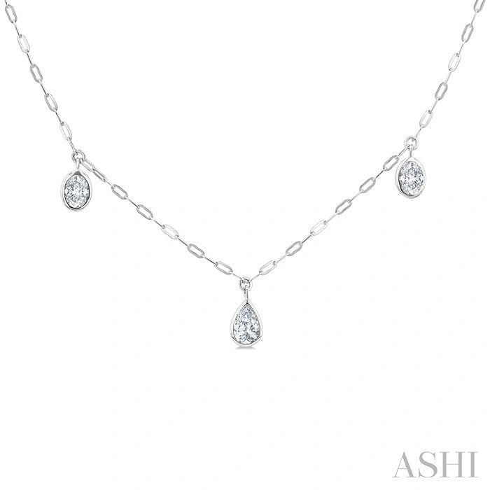 Mixed Shape Bezel Set Diamond Station Necklace