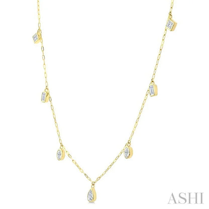 Mixed Shape Bezel Set Diamond Station Necklace