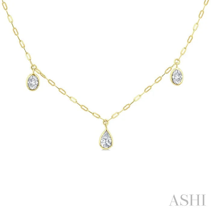 Mixed Shape Bezel Set Diamond Station Necklace