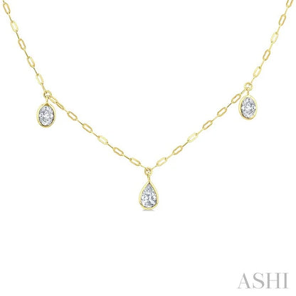 Mixed Shape Bezel Set Diamond Station Necklace