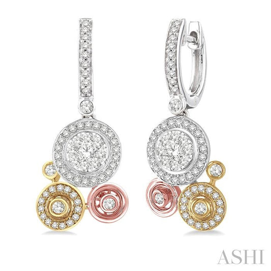 Round Shape Halo Lovebright Diamond Fashion Earrings