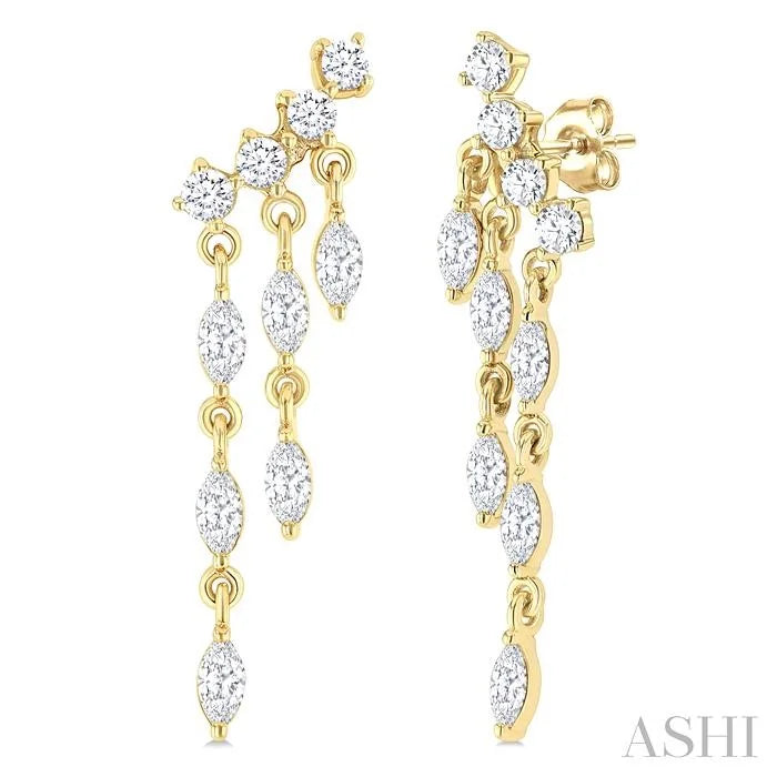 Marquise Shape Chandelier Diamond Earrings
