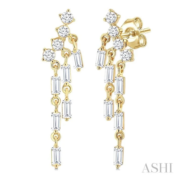 Emerald Shape Chandelier Diamond Earrings
