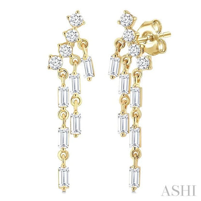 Emerald Shape Chandelier Diamond Earrings