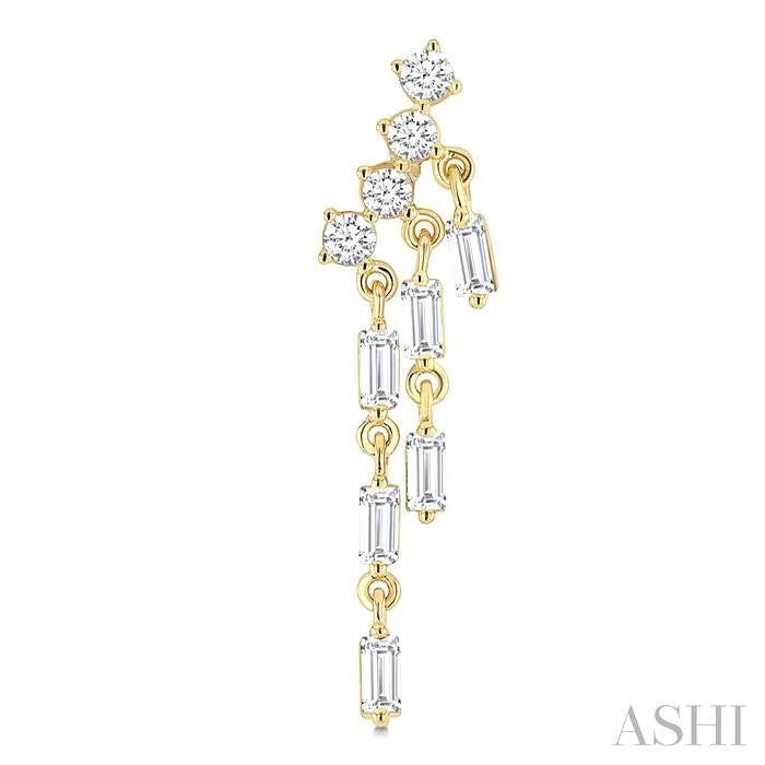 Emerald Shape Chandelier Diamond Earrings