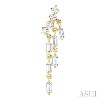 Emerald Shape Chandelier Diamond Earrings