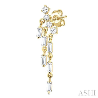 Emerald Shape Chandelier Diamond Earrings